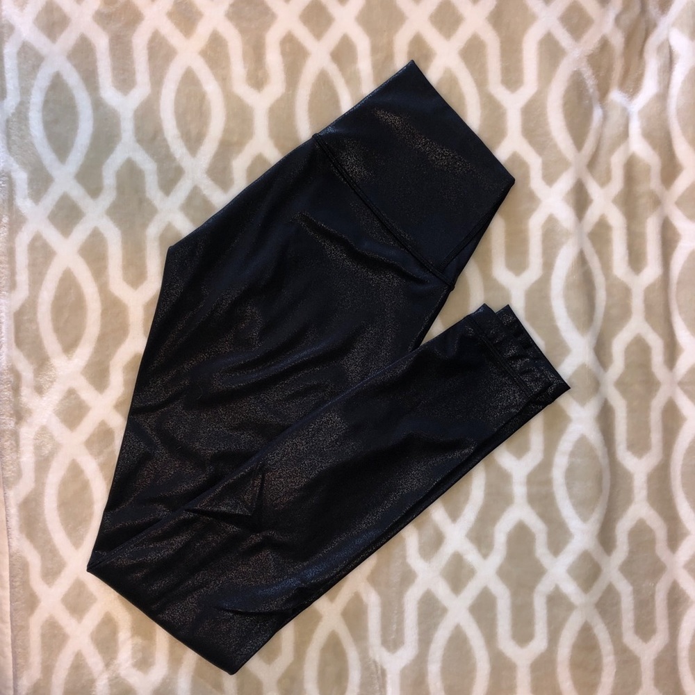 Lululemon Black Foil Leather-Spanx Legging 28”